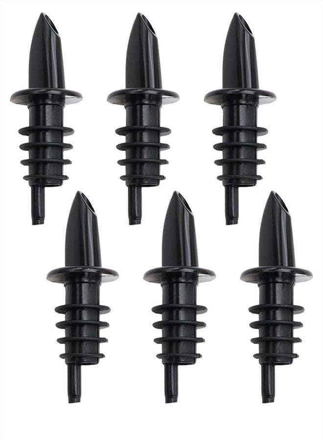 Much Hotter 6 Pieces Plastic Bottle Pourer，Free Flow Pourers, Plastic Bottle Spout for Mixed Drinks,or Snowcone Syrup，Easy Pourer Dispense - Easy Install, Durable, Professional Bar Tool，Black, 6-Pack - Image 1